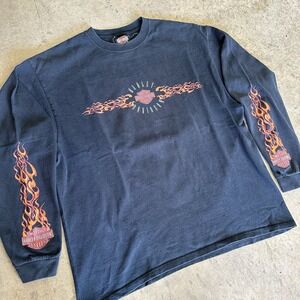 Vintage Harley Davidson Long Sleeve Shirt Flame Skull Web Faded Y2K Size XL